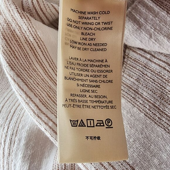 Free People Womens Medium Dress Midi Tunic V-Neck Striped Ivory Boho Hippie - Picture 12 of 14